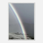 Black and white mounted framed poster of a rainbow after summer storm in California Central Coast, part of the Black & White Travel Collection.