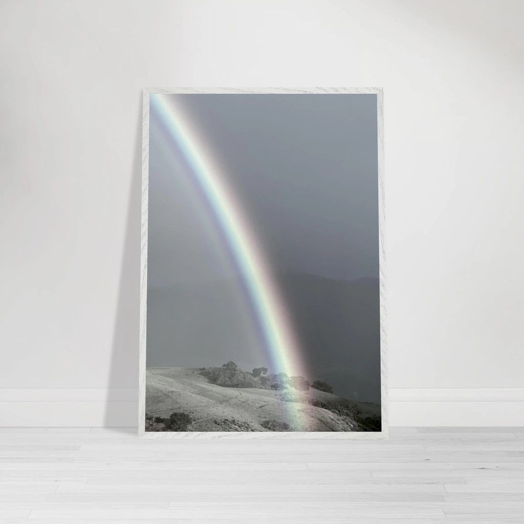 Black and white framed poster of a summer storm rainbow in California Central Coast, part of My Store's travel collection.