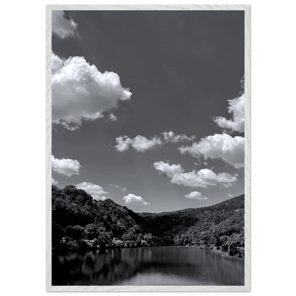 Black and white framed poster of a German river view, mounted print from the Studio Edition travel collection, Spring 2026.