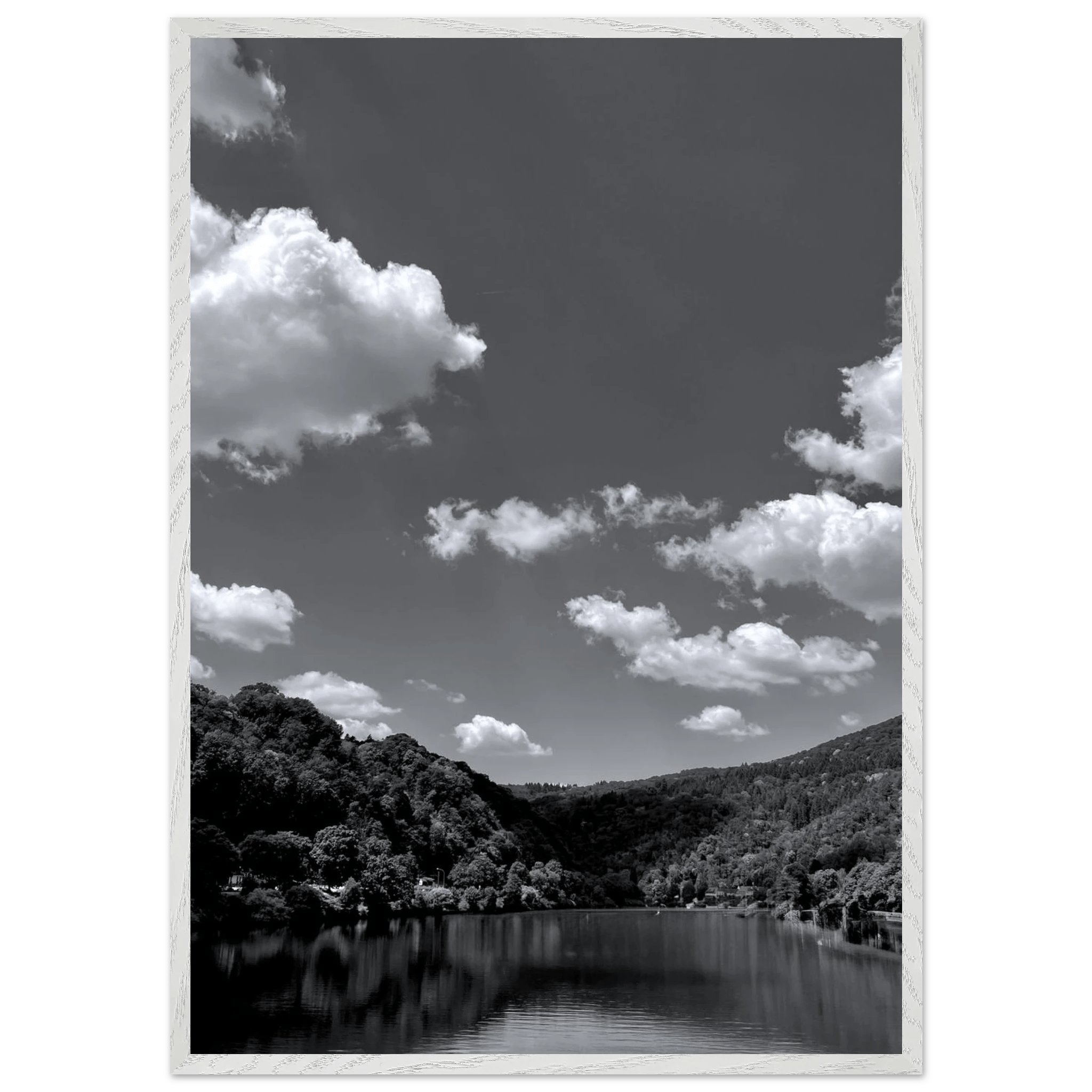 Black and white framed poster of a German river view, mounted print from the Studio Edition travel collection, Spring 2026.
