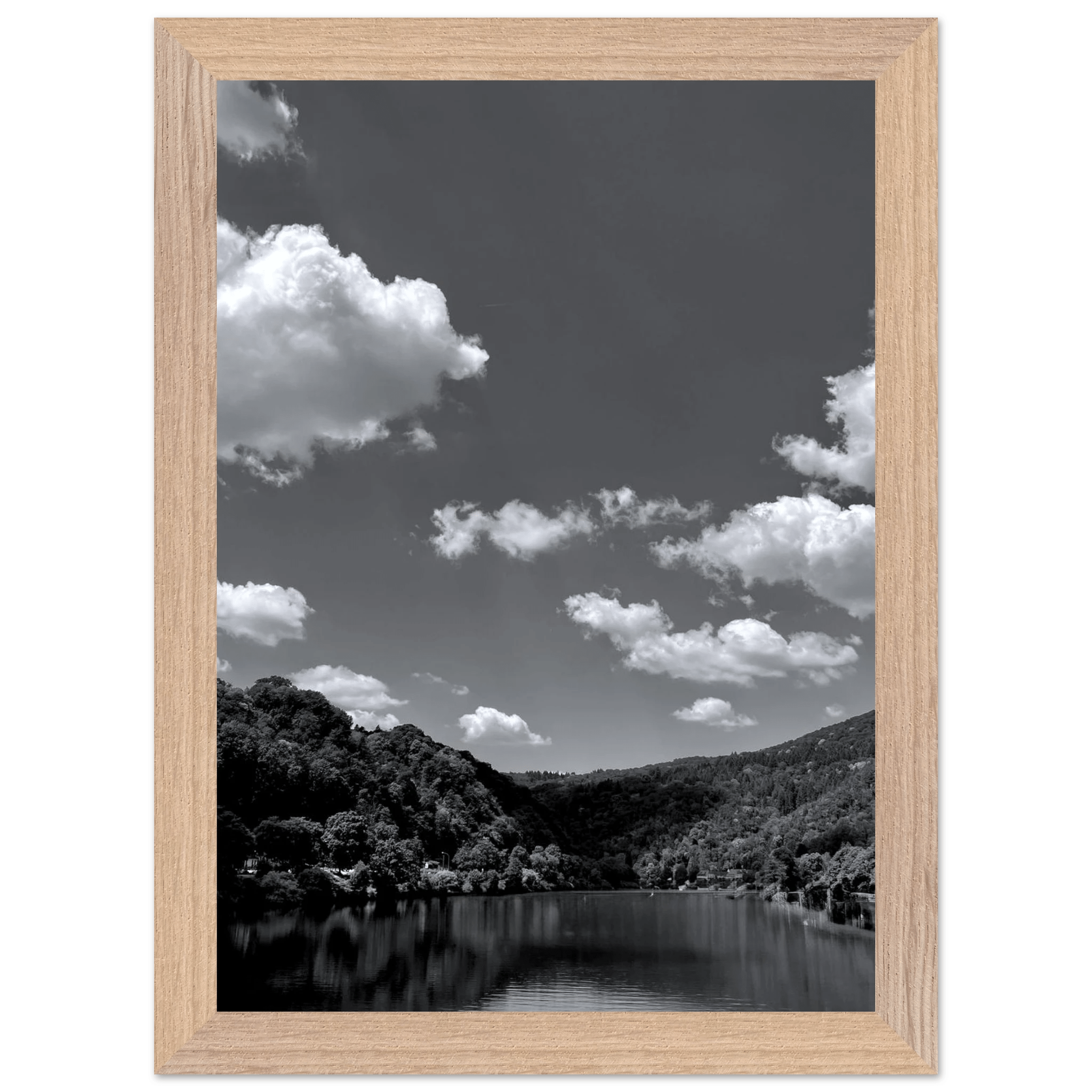 Black and white mounted framed poster of a German river view from the My Store travel collection, studio edition Spring 26.