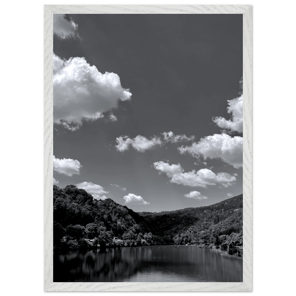 Black and white mounted framed poster of a German river view, part of the Studio Edition Black & White Travel Collection.