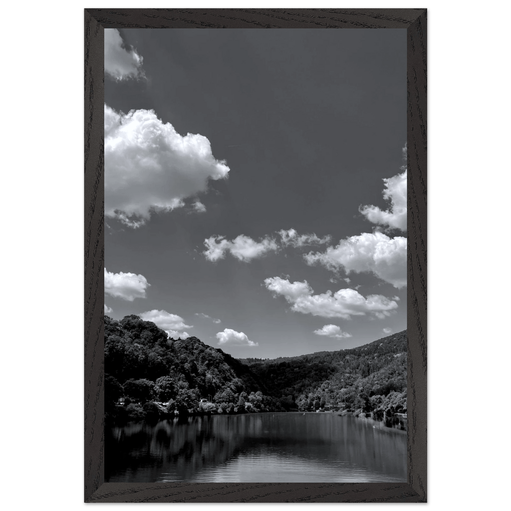 Black and white mounted framed poster of a German river view, part of the Studio Edition travel collection.