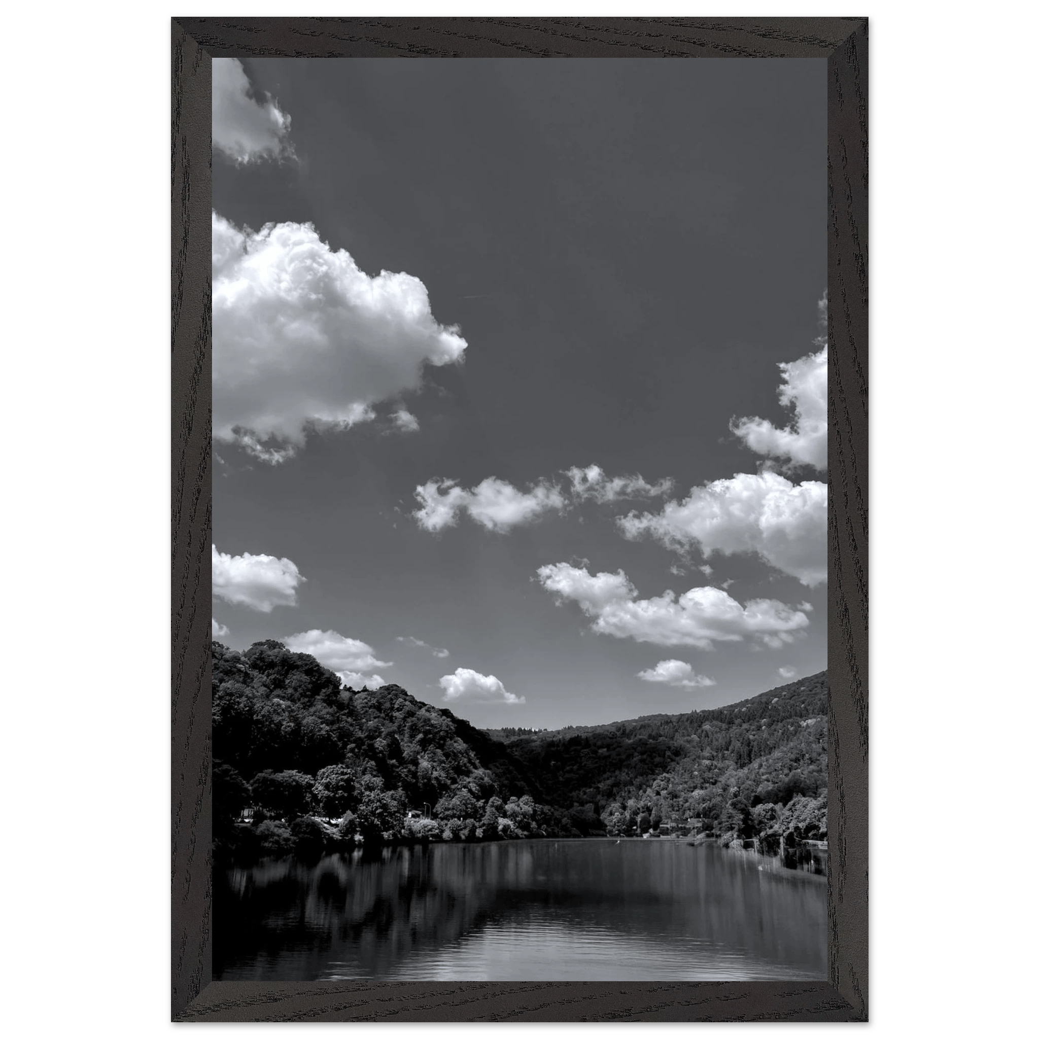 Black and white mounted framed poster of a German river view, part of the Studio Edition travel collection.