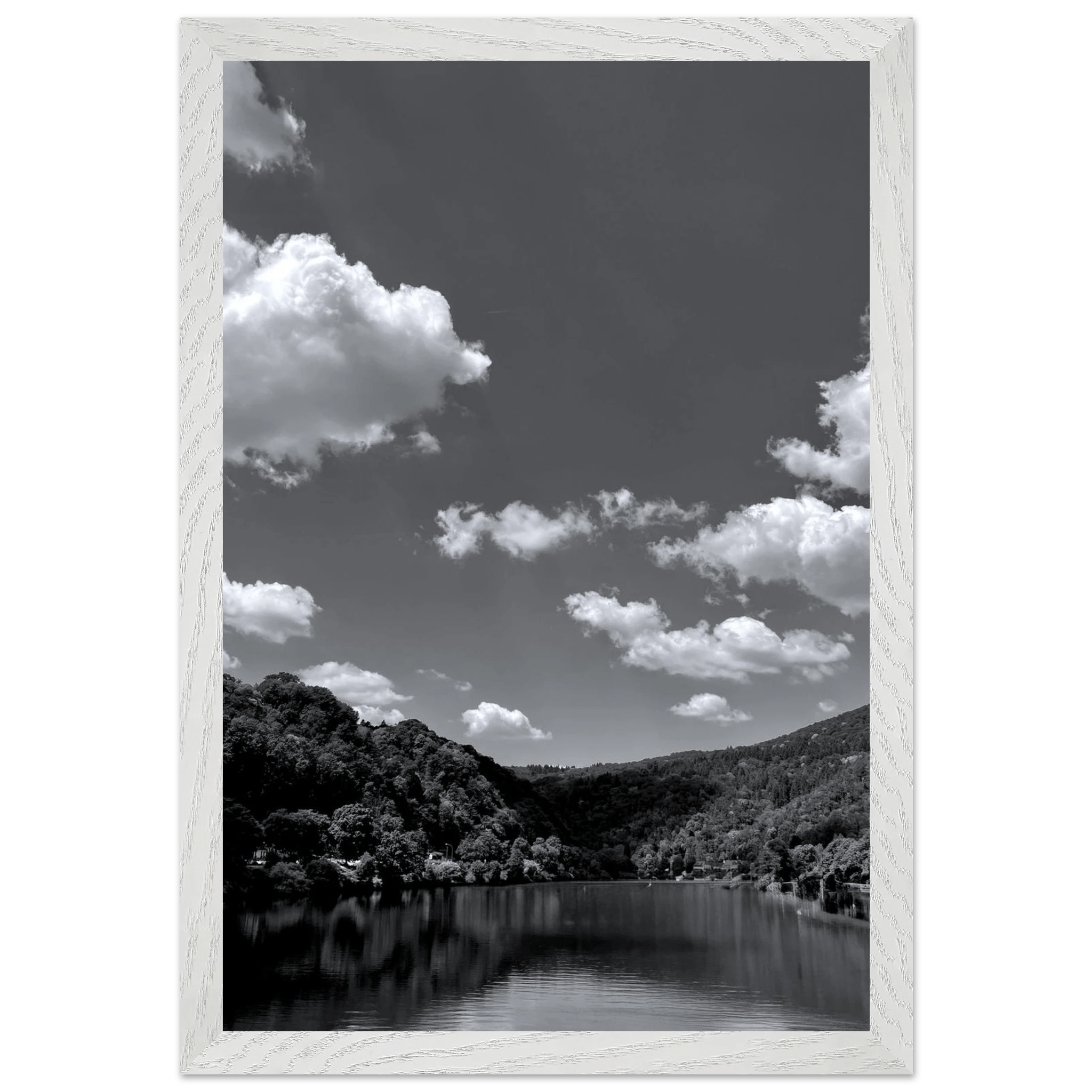 Black and white mounted framed poster of a German river view, part of the Studio Edition travel collection, 15x20 cm print.