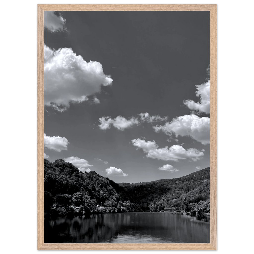 Black and white mounted framed poster of a German river view from the My Store travel collection, studio edition, spring 2026.