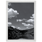 Black and white mounted framed poster of German river view, part of the travel collection, studio edition, 15x20 cm print.
