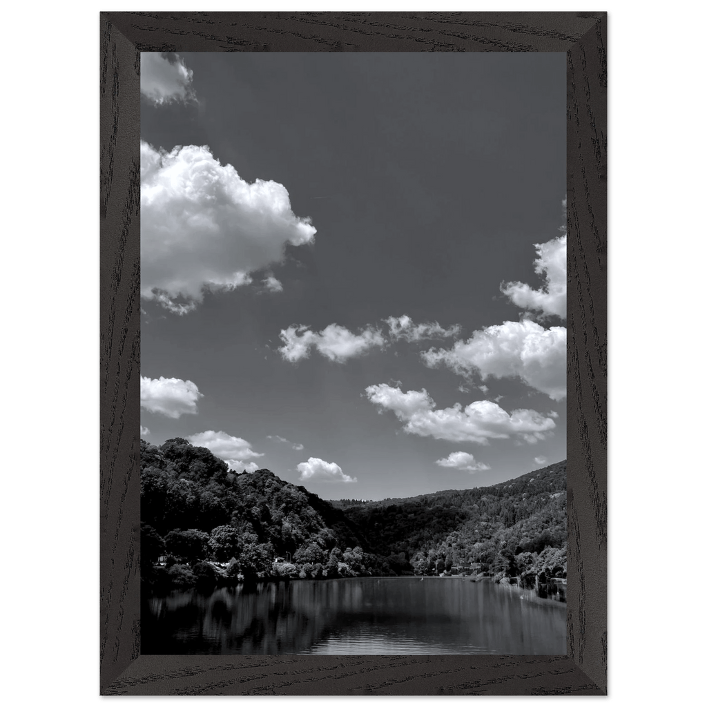 Black and white mounted framed poster of a German river view, part of the Studio Edition travel collection, 15x20 cm print.