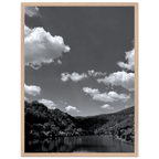 Black and white mounted framed poster of a German river view, 15x20 cm print from the Travel Collection Studio Edition.