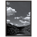 Black and white mounted framed poster of a German river view from the Black & White Travel Collection, Spring 26 Studio Edition.