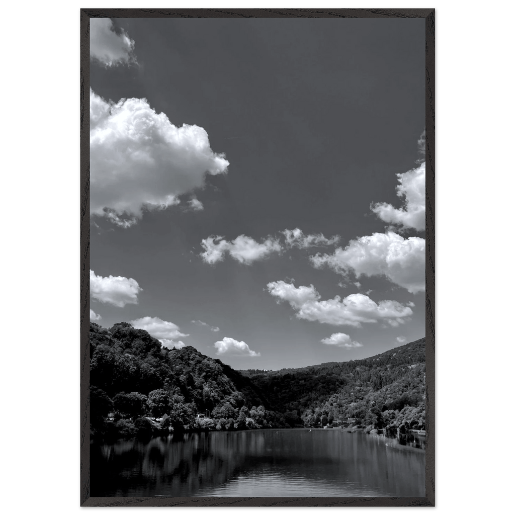 Black and white mounted framed poster of a German river view from the My Store travel collection, studio edition Spring 26.