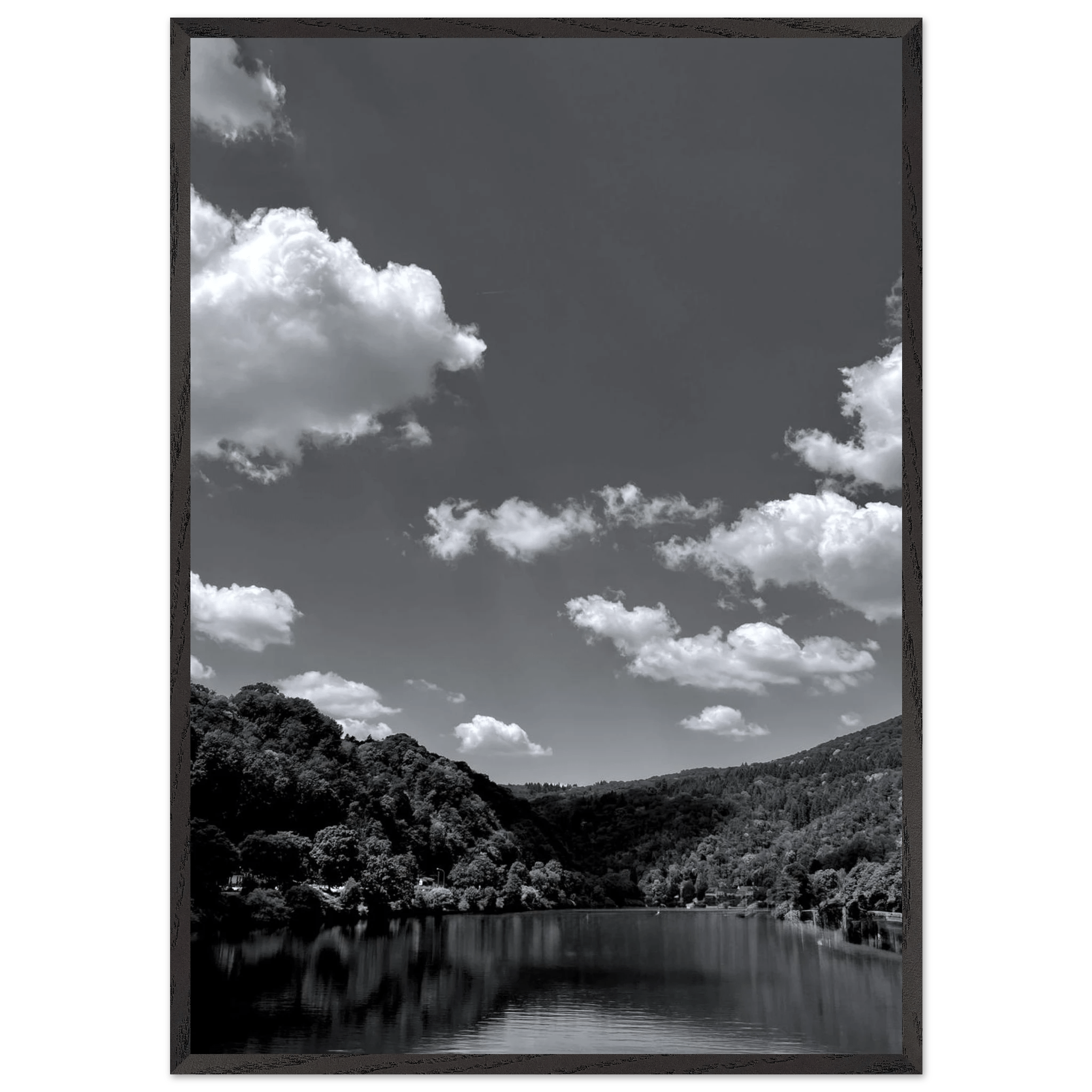 Black and white mounted framed poster of a German river view from the My Store travel collection, studio edition Spring 26.