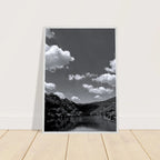 Black and white mounted framed poster of a German river view, 15x20 cm print, part of the Studio Edition travel collection.