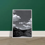 Black and white framed poster of a German river view, mounted on print material, from the Black & White Travel Collection.