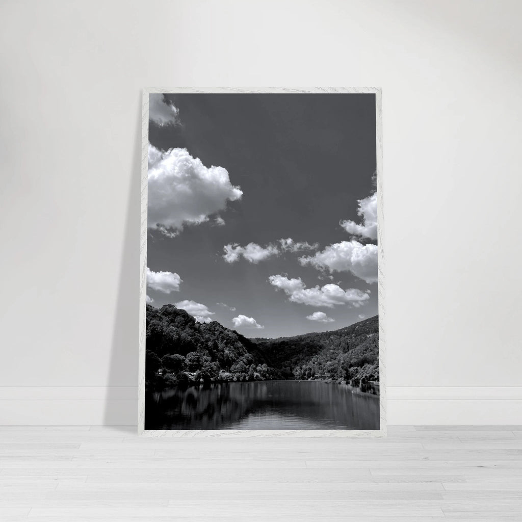 Black and white mounted framed poster of a German river view from the Black & White Travel Collection, Studio Edition Spring 26.