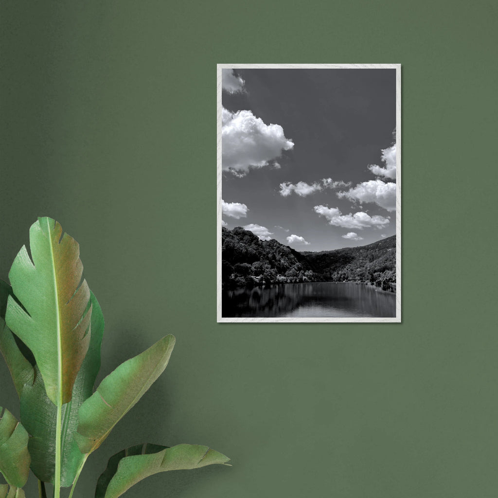 Black and white mounted framed poster of a German river view from the Black & White Travel Collection, Studio Edition Spring 26.