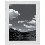 Black and white mounted framed poster of German river view from the My Store travel collection, studio edition Spring 26, 15x20 cm.