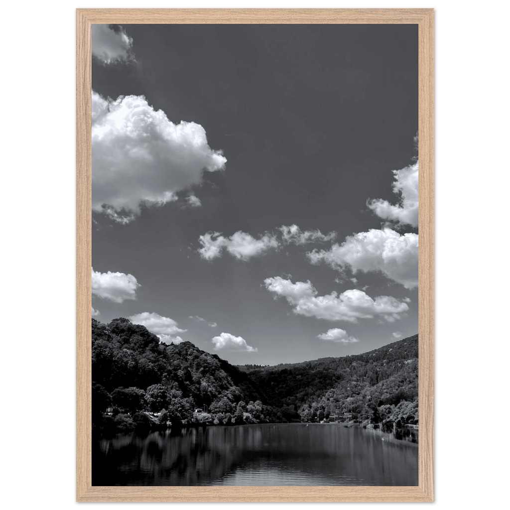 Black and white mounted framed poster of a German river view, part of the Studio Edition travel collection, 15x20 cm print.