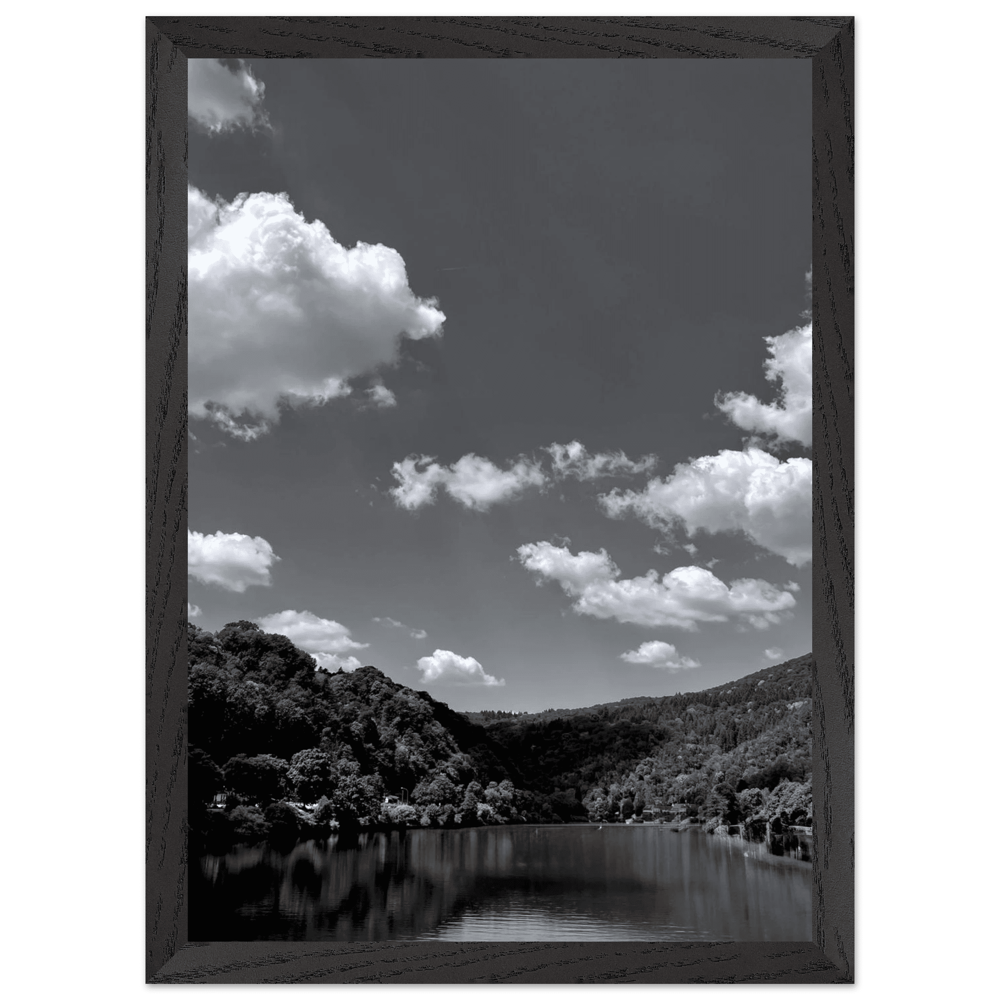 Exclusive Black & White Mounted Framed Poster – Stunning German River View | Black & White Travel Collection – Studio Edition: Spring' 26 - CaliCuration
