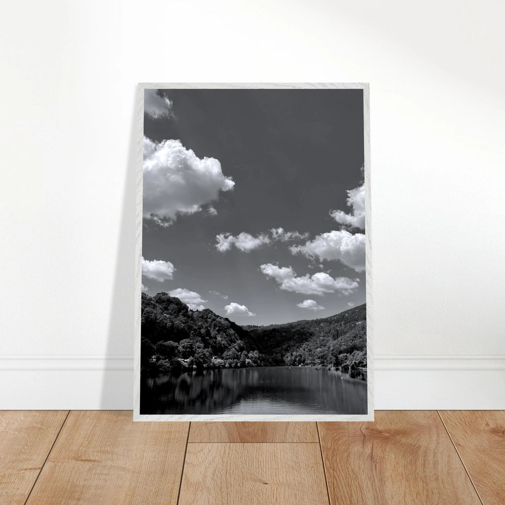 Black and white mounted framed poster of a German river view, part of the Studio Edition Black & White Travel Collection.