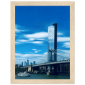 Framed NYC Manhattan Bridge and East River print on white frame, urban photography wall art from My Store in 15x20 cm size.