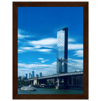 Framed NYC wall art print of Manhattan Bridge and East River in a 15x20 cm white frame, featuring urban photography of NYC.