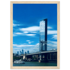 Framed NYC Manhattan Bridge and East River print by My Store, 15x20 cm, featuring urban photography in a white frame.