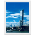 Framed print of NYC Manhattan Bridge and East River, urban photography on white 15x20 cm frame, part of My Store's travel collection.