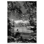 Framed black and white wooden poster of Central Park in summer glow, part of My Store's Travel Collection Studio Edition.