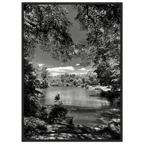 Framed black and white wooden poster of Central Park in summer glow from the Travel Collection Studio Edition by My Store.