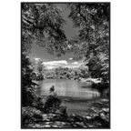 Framed black and white wooden print of Central Park in summer glow, from the Travel Collection Studio Edition by My Store.