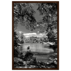 Framed wooden print of Central Park in summer glow, black and white Studio Edition from the Travel Collection, stylish wall art.