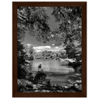 Framed wooden print of Central Park in a summer glow, black and white series, from the Travel Collection Studio Edition.