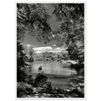 Black and white framed wooden poster of Central Park in summer glow from My Store's Travel Collection, Studio Edition, Holiday 25.