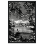 Framed wooden black and white poster of Central Park in summer glow, from My Store's travel collection studio edition.