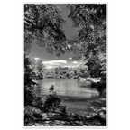 Framed wooden print of Central Park in summer glow, black and white Studio Edition from the Travel Collection, luxury art for any space.