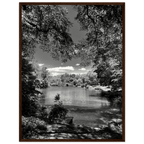 Framed wooden print of Central Park in a summer glow, part of the Travel Collection Studio Edition, black and white artwork.
