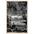 Framed wooden print of Central Park in a summer glow, part of the Studio Edition Black & White Series, luxury travel collection artwork.