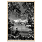 Framed black and white wooden poster of Central Park in summer glow, part of the Travel Collection Studio Edition.