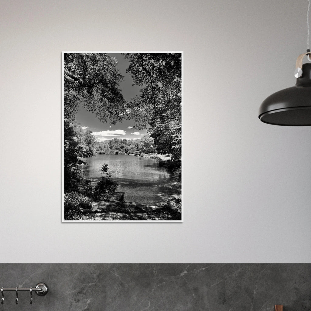 Framed wooden print of Central Park in summer glow from My Store's Travel Collection, black and white Studio Edition, holiday 25.