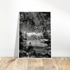 Framed wooden print of Central Park in summer glow, black and white Studio Edition travel collection artwork, stylish wall decor.