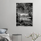 Framed wooden print of Central Park in a summer glow, from the Studio Edition Black & White Series, ideal for home decor.