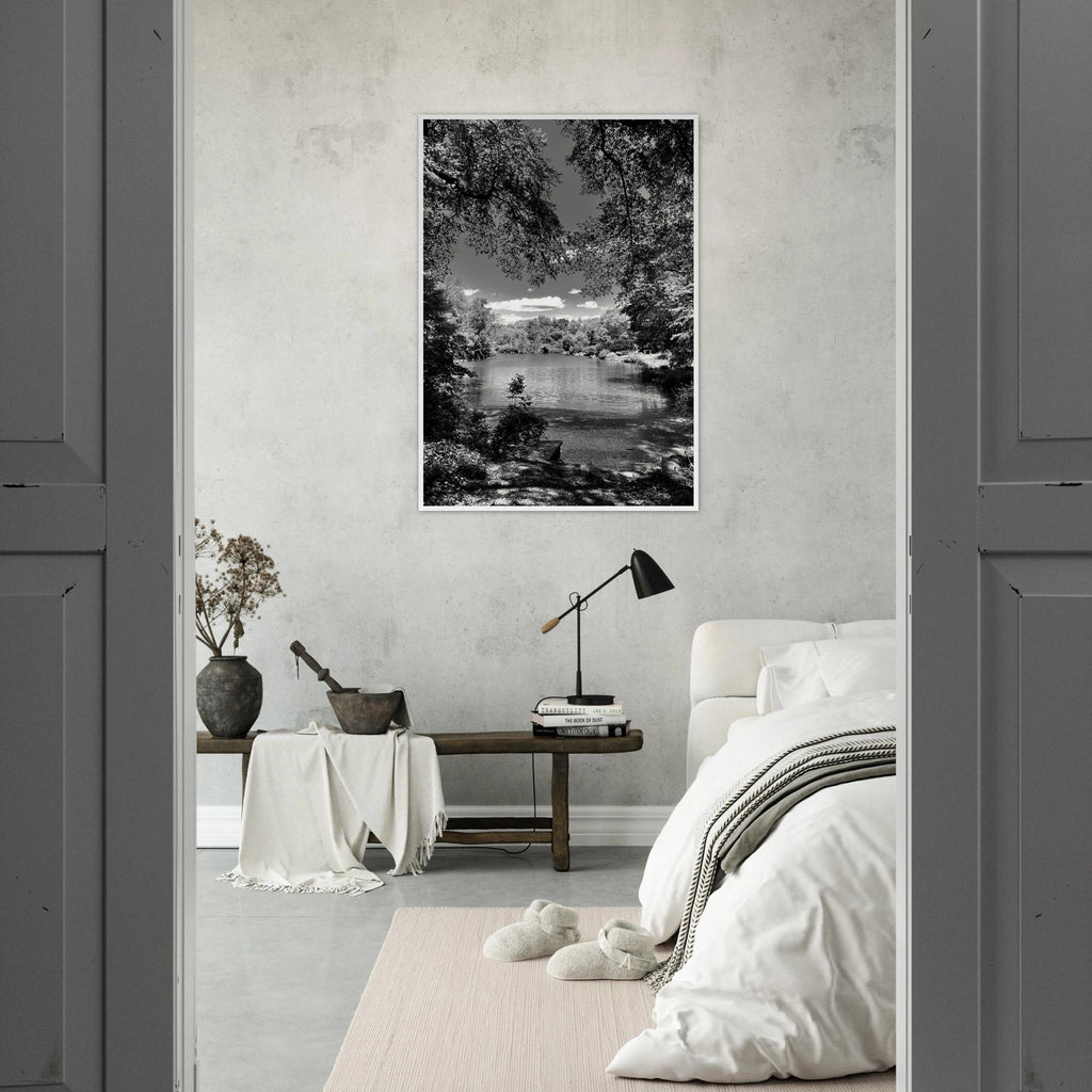 Framed black and white wooden poster of Central Park in summer glow, part of My Store's Travel Collection Studio Edition.