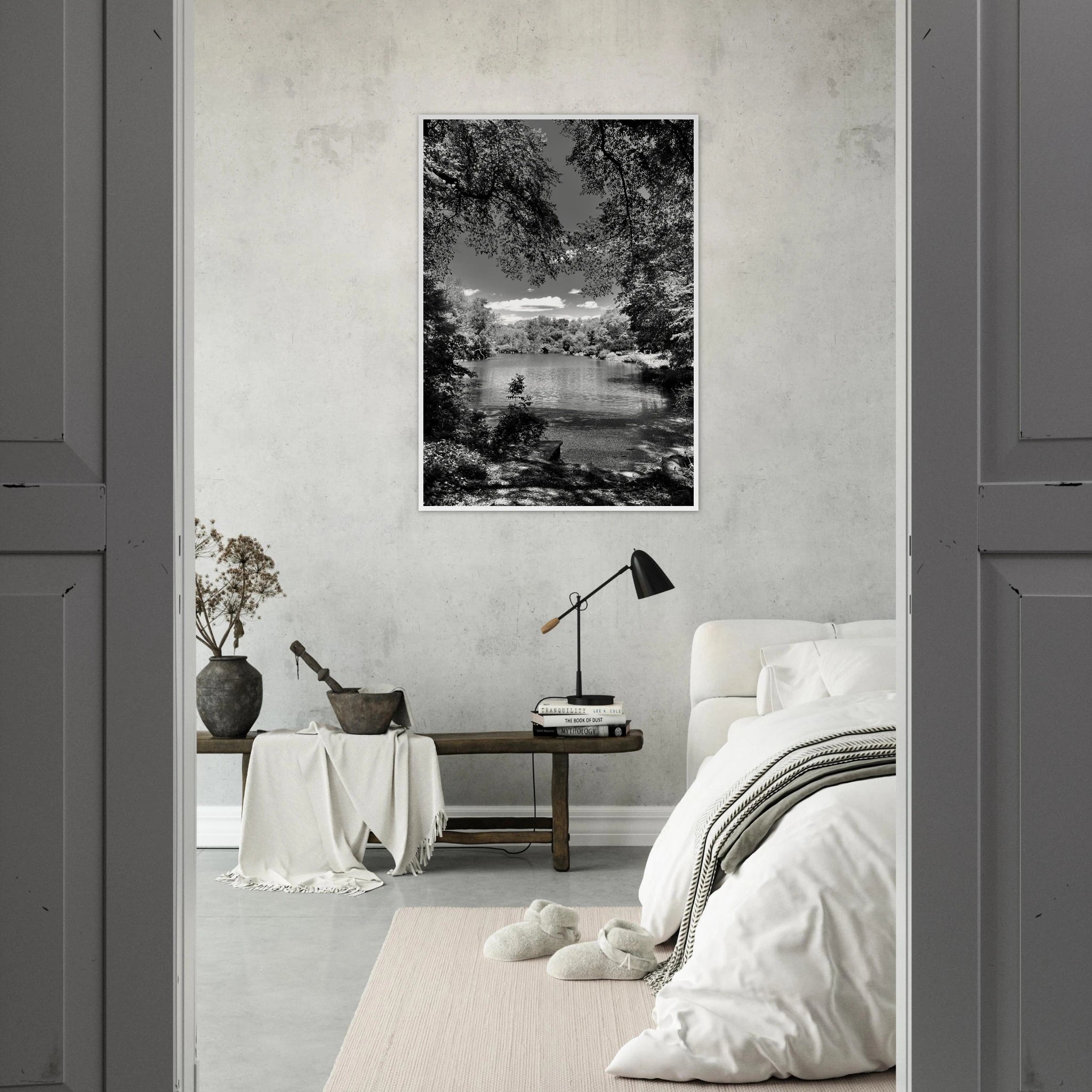 Framed black and white wooden poster of Central Park in summer glow, part of My Store's Travel Collection Studio Edition.