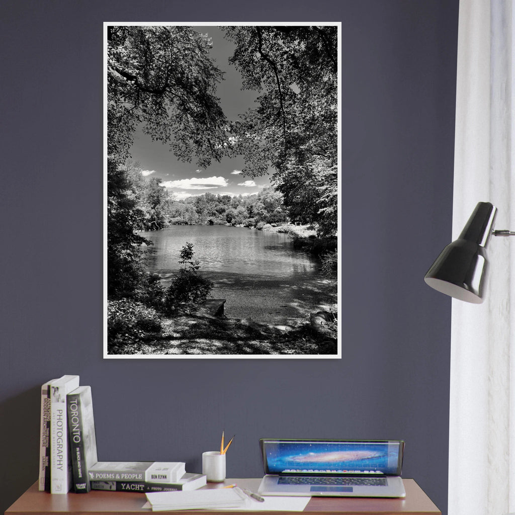 Framed wooden print of Central Park in summer glow, from My Store's travel collection, black and white studio edition wall art.