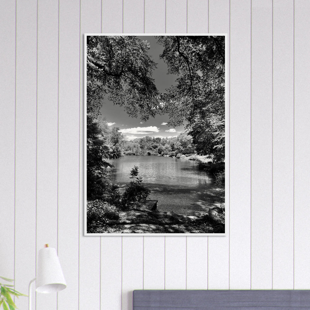 Framed wooden print of Central Park in summer glow, part of My Store's travel collection studio edition black and white series.