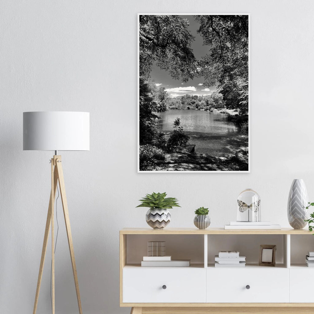 Framed wooden print of Central Park in summer glow, part of My Store's Black & White travel collection studio edition.