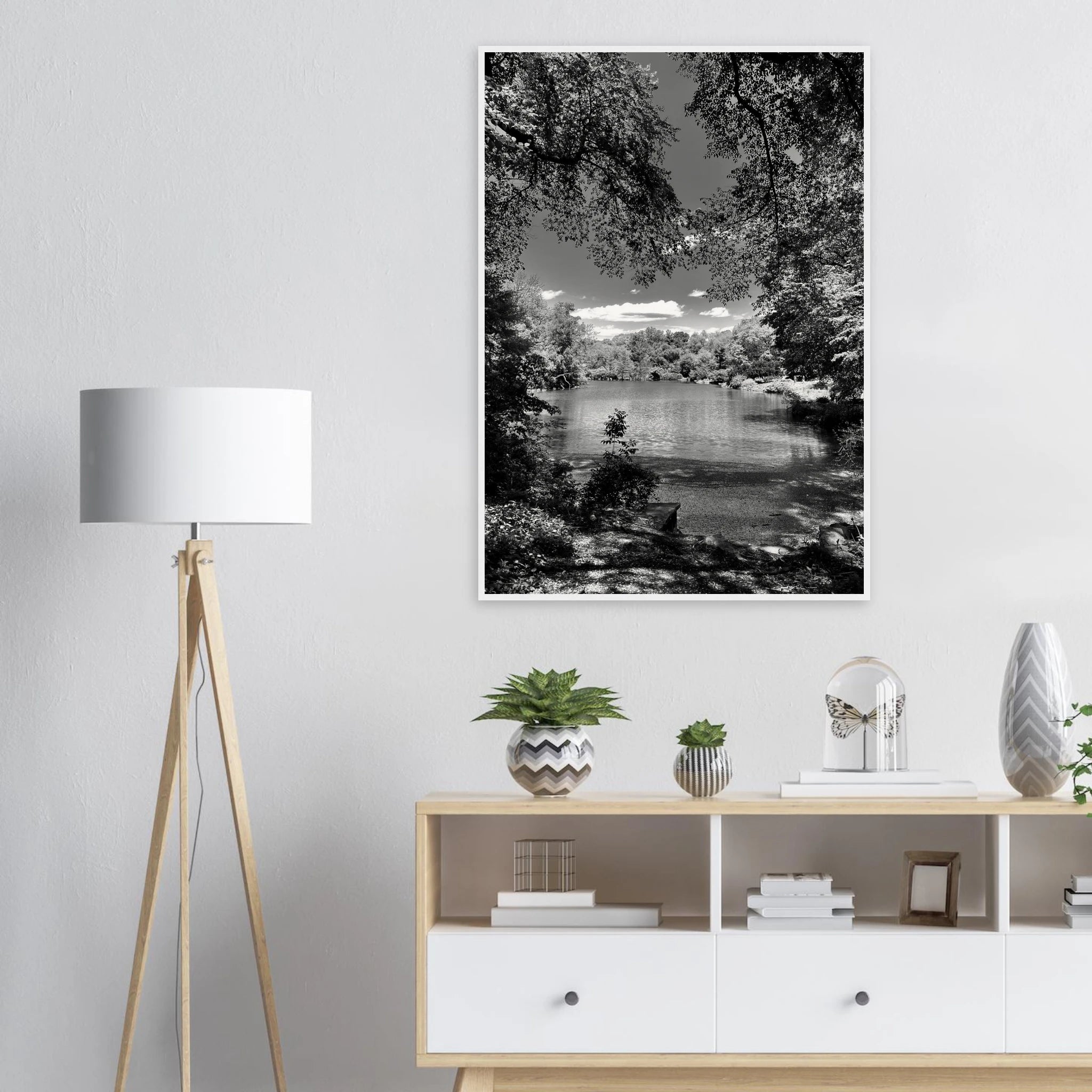 Framed wooden print of Central Park in summer glow, part of My Store's Black & White travel collection studio edition.