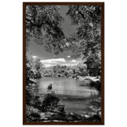 Framed wooden poster of Central Park in summer glow, part of Studio Edition Black & White Series, travel collection art print.