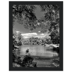 Framed wooden poster of Central Park in summer glow from My Store's Travel Collection, black and white studio edition print.